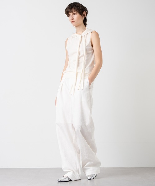 ELOOPS（イーループス）の「【ELOOPS】リボンデザイン ノースリーブニットトップス（ベスト・レディース・アイボリー/ブラウン・FREE）」の8枚目の写真