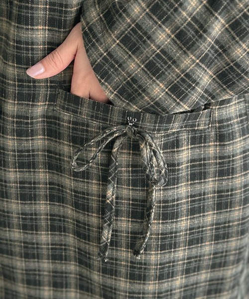 mily bilet(ミウィビレット)の「【mily bilet】今季大本命!お洒落映えリボン付き微起毛チェック柄テーラードジャケット(テーラードジャケット・レディース・チャコールグレー/ブラウン/ブラック・LARGE/X-LARGE/SMALL/MEDIUM)」の15枚目の写真