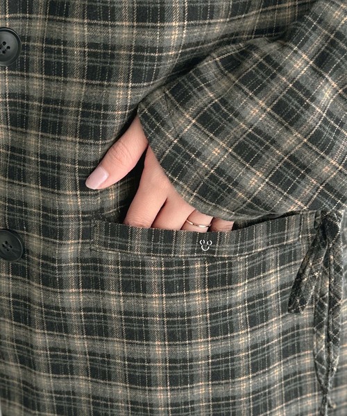 mily bilet(ミウィビレット)の「【mily bilet】今季大本命!お洒落映えリボン付き微起毛チェック柄テーラードジャケット(テーラードジャケット・レディース・チャコールグレー/ブラウン/ブラック・LARGE/X-LARGE/SMALL/MEDIUM)」の16枚目の写真