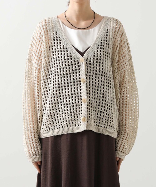 Gready Brilliant(グレディブリリアン)の「メッシュVネックカーディガン(カーディガン/ボレロ・レディース・ベージュ/ブラック・38)」の13枚目の写真