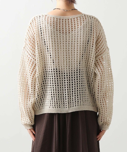 Gready Brilliant(グレディブリリアン)の「メッシュVネックカーディガン(カーディガン/ボレロ・レディース・ベージュ/ブラック・38)」の14枚目の写真