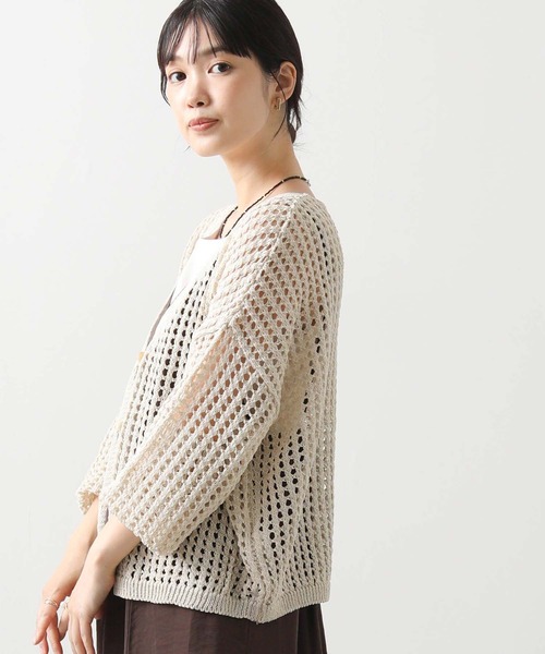 Gready Brilliant(グレディブリリアン)の「メッシュVネックカーディガン(カーディガン/ボレロ・レディース・ベージュ/ブラック・38)」の10枚目の写真