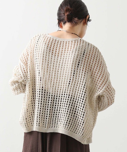 Gready Brilliant(グレディブリリアン)の「メッシュVネックカーディガン(カーディガン/ボレロ・レディース・ベージュ/ブラック・38)」の11枚目の写真