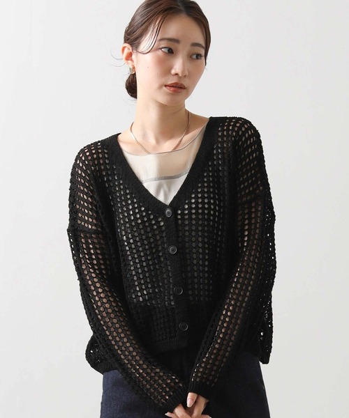 Gready Brilliant(グレディブリリアン)の「メッシュVネックカーディガン(カーディガン/ボレロ・レディース・ベージュ/ブラック・38)」の16枚目の写真