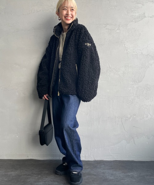 ◆TATRAS 23AW◆ IPAMA シープ調 ボアブルゾン / Black ◆ ◇TATRAS 23AW◇ IPAMA シープ調 ボアブルゾン / Black