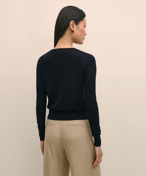 BROOKS BROTHERS(ブルックスブラザーズ)の「シルク/レーヨン ナローリボンタイ カーディガン(カーディガン/ボレロ・レディース・ネイビー・LARGE/MEDIUM/SMALL/X-SMALL)」の2枚目の写真