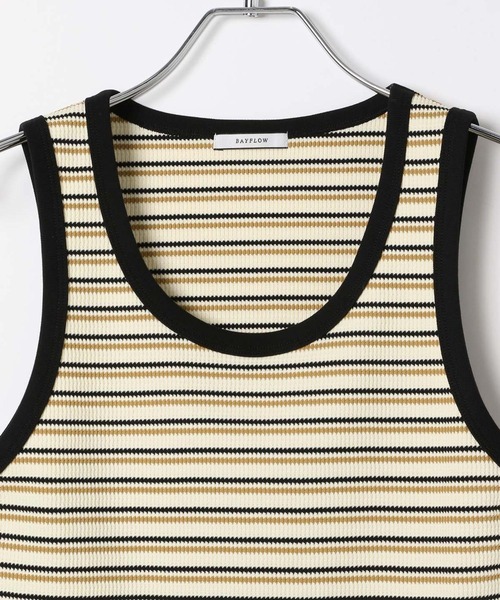 BAYFLOW（ベイフロー）の「リブボーダータンクトップ（Tシャツ/カットソー・レディース・アイボリー/グリーン/オレンジ・FREE）」の10枚目の写真