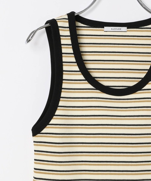 BAYFLOW（ベイフロー）の「リブボーダータンクトップ（Tシャツ/カットソー・レディース・アイボリー/グリーン/オレンジ・FREE）」の9枚目の写真