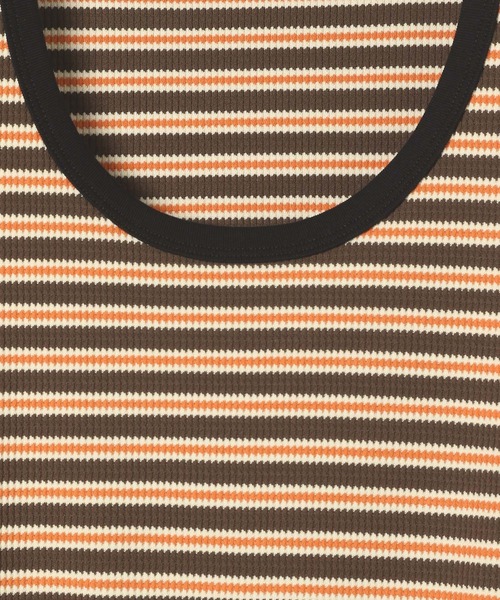 BAYFLOW（ベイフロー）の「リブボーダータンクトップ（Tシャツ/カットソー・レディース・アイボリー/グリーン/オレンジ・FREE）」の6枚目の写真