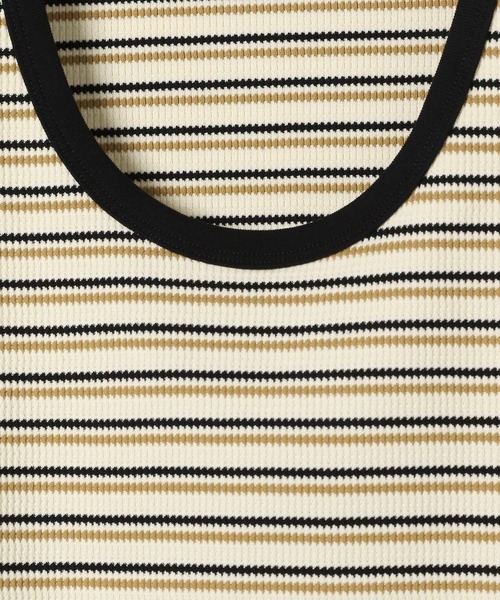 BAYFLOW（ベイフロー）の「リブボーダータンクトップ（Tシャツ/カットソー・レディース・アイボリー/グリーン/オレンジ・FREE）」の5枚目の写真