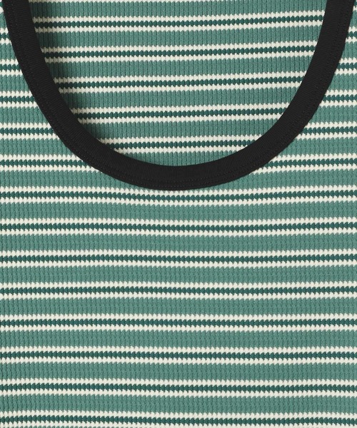 BAYFLOW（ベイフロー）の「リブボーダータンクトップ（Tシャツ/カットソー・レディース・アイボリー/グリーン/オレンジ・FREE）」の4枚目の写真