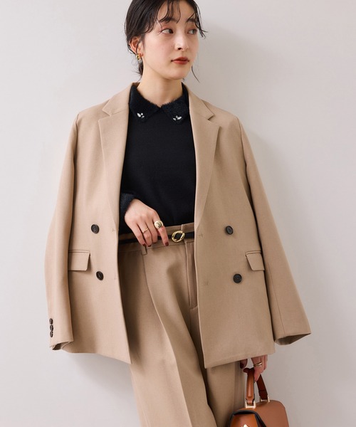 美easy】ウーリッシュダブルブレストテーラードジャケット