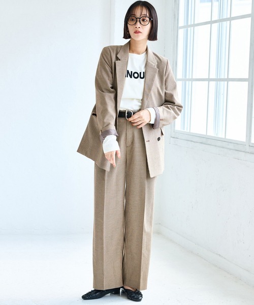 美easy】ウーリッシュダブルブレストテーラードジャケット