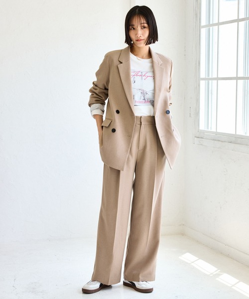 美easy】ウーリッシュダブルブレストテーラードジャケット