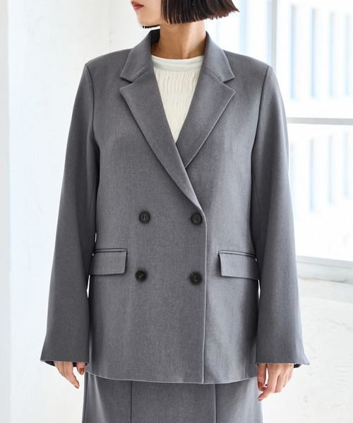 美easy】ウーリッシュダブルブレストテーラードジャケット