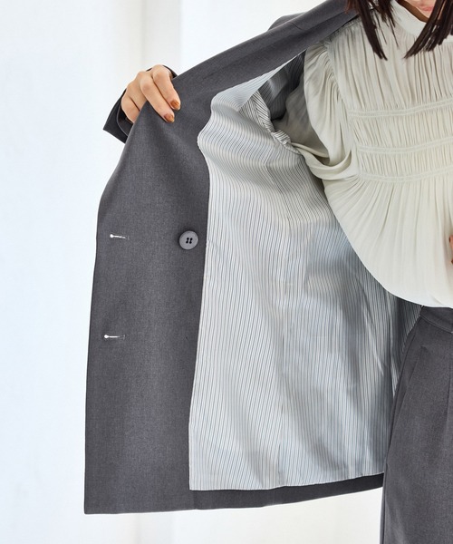 美easy】ウーリッシュダブルブレストテーラードジャケット