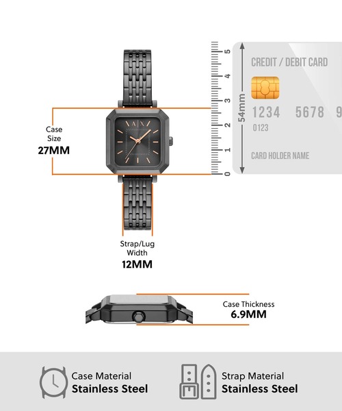 ARMANI EXCHANGE(アルマーニエクスチェンジ)の「アルマーニ・エクスチェンジ 腕時計 レディース アナログ ステンレス AX5732(アナログ腕時計・レディース・ブラック・FREE)」の5枚目の写真
