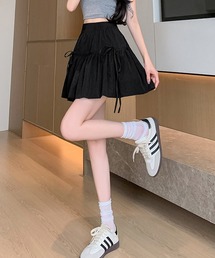 ギャザーリボン ティアード フレア ミニ スカート
