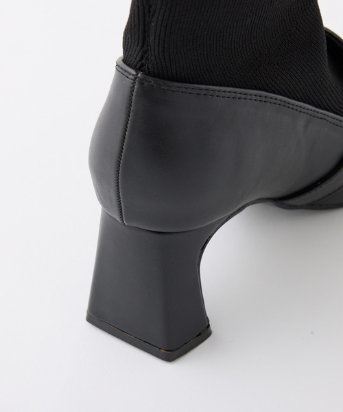 one after another NICE CLAUP（ワンアフターアナザーナイスクラップ）の「ソックスローファーブーツ（ブーツ・レディース・アイボリー/ブラック・M/S/L）」の8枚目の写真