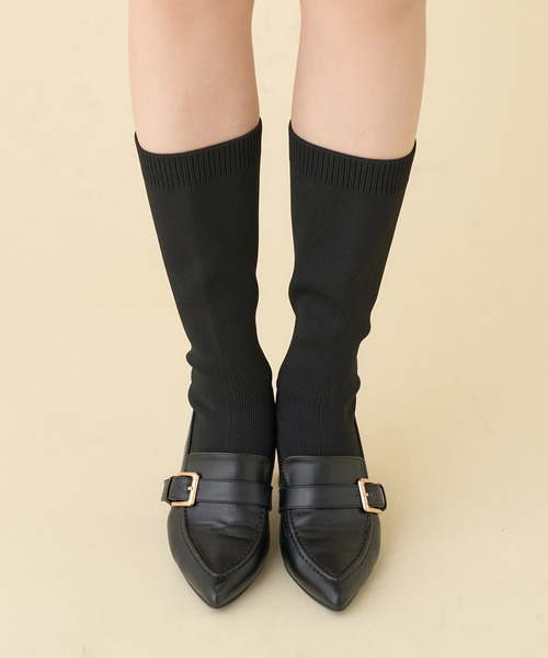 one after another NICE CLAUP（ワンアフターアナザーナイスクラップ）の「ソックスローファーブーツ（ブーツ・レディース・アイボリー/ブラック・M/S/L）」の20枚目の写真