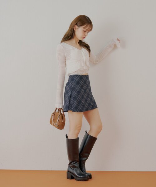 chikoページ セール】フロントボタンシアーフリルボレロカーディガン