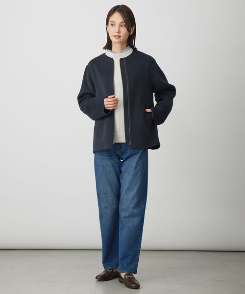 J.PRESS（ジェイプレス）の「ウールナイロンリバー ノーカラー コート（ノーカラーコート・レディース・ベージュ系/ライトグレー系/ダルブルー系・T13/T15）」の8枚目の写真