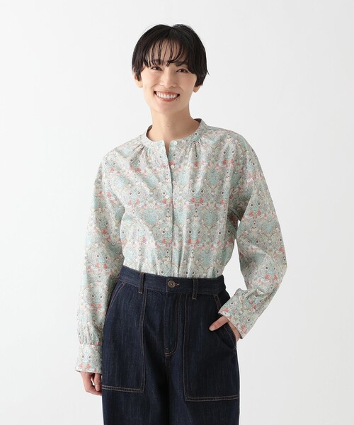 バンドカラーブラウス/リバティプリント セール】バンドカラーブラウス/リバティプリント（シャツ/ブラウス