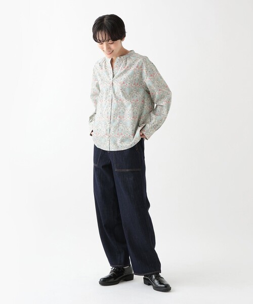 セール】バンドカラーブラウス/リバティプリント（シャツ/ブラウス