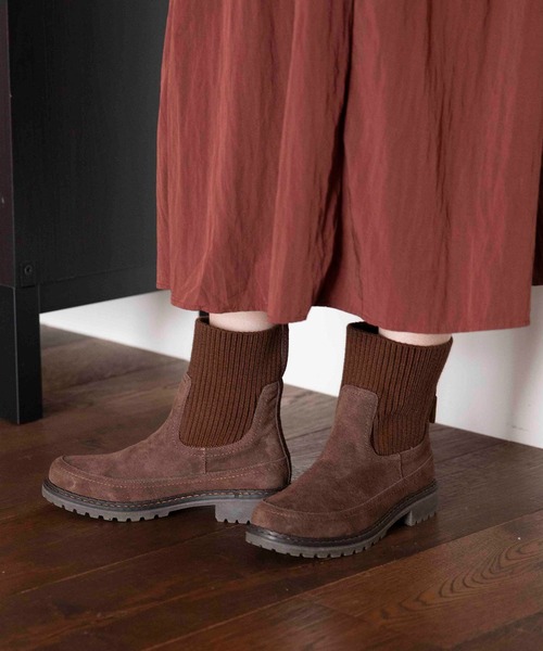 Minnetonka（ミネトンカ）の「MINNETONKA ミネトンカ / ニットソックスサイドゴアブーツ 18M09（ブーツ・レディース・チャコールグレー/ブラック/ダークブラウン・6/8/7/5/9）」の3枚目の写真