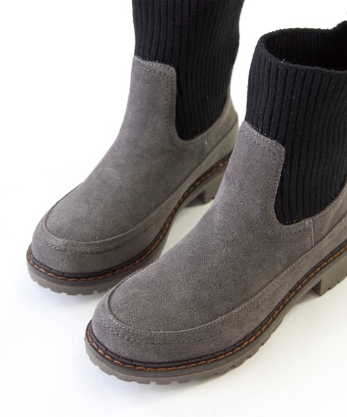Minnetonka（ミネトンカ）の「MINNETONKA ミネトンカ / ニットソックスサイドゴアブーツ 18M09（ブーツ・レディース・チャコールグレー/ブラック/ダークブラウン・6/8/7/5/9）」の12枚目の写真