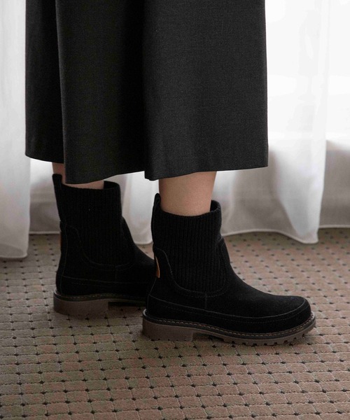 Minnetonka（ミネトンカ）の「MINNETONKA ミネトンカ / ニットソックスサイドゴアブーツ 18M09（ブーツ・レディース・チャコールグレー/ブラック/ダークブラウン・6/8/7/5/9）」の17枚目の写真