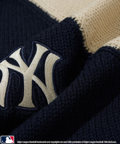 MLB（メジャーリーグベースボール）の「MLB/メジャーリーグベースボール 別注 ZIP KNIT CARDIGANT/ジップニットカーディガン(限定展開)（カーディガン/ボレロ・メンズ・ネイビー/ブラック/ブラウン・LARGE/MEDIUM/SMALL）」の10枚目の写真