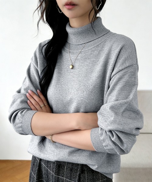 うさうさ　Pニット グレー 選べる3タイプ×カシミヤタッチニットトップス（ニット/セーター