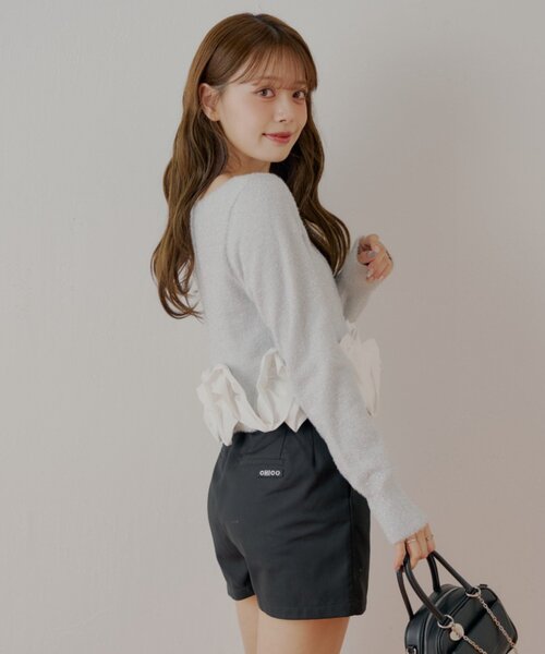 セール】ねじりフリルデザインラメシャギーカーディガン（カーディガン