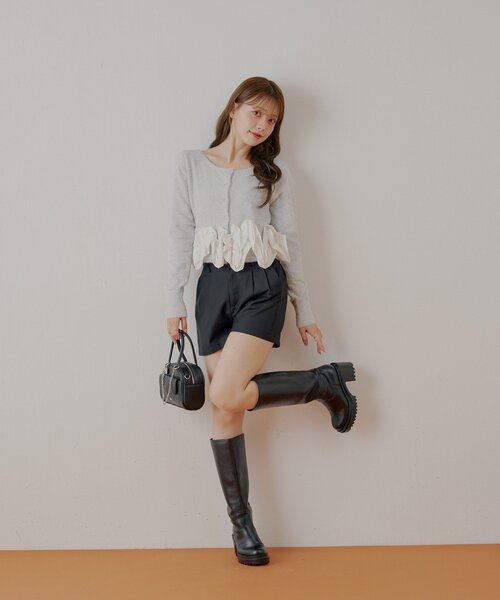 Chico（チコ）の「ねじりフリルデザインラメシャギーカーディガン（カーディガン/ボレロ・レディース・アイボリー/ブラック/グレー/ブルー・FREE）」の9枚目の写真