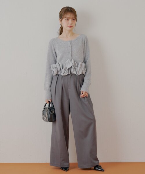 ねじりフリルデザインラメシャギーカーディガン（カーディガン/ボレロ