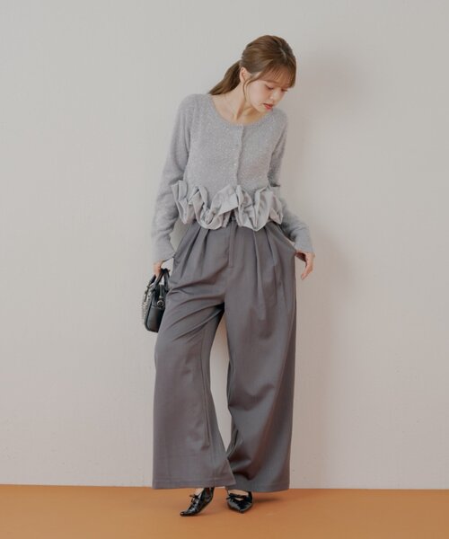 ねじりフリルデザインラメシャギーカーディガン（カーディガン/ボレロ