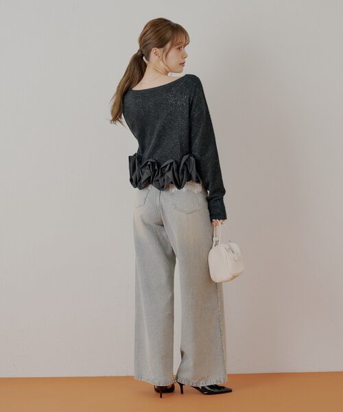 ねじりフリルデザインラメシャギーカーディガン（カーディガン/ボレロ
