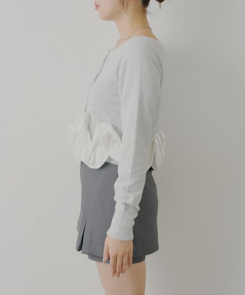 ねじりフリルデザインラメシャギーカーディガン（カーディガン/ボレロ
