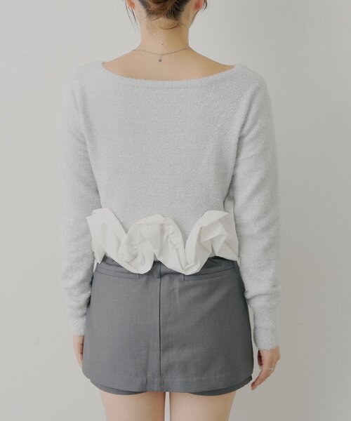 セール】ねじりフリルデザインラメシャギーカーディガン（カーディガン