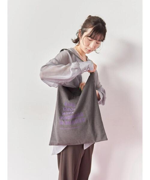 Samansa Mos2 blue（サマンサモスモスブルー）の「フロッキーロゴトート（ハンドバッグ・レディース・チャコールグレー/ブラウン/ライトベージュ・F）」の14枚目の写真