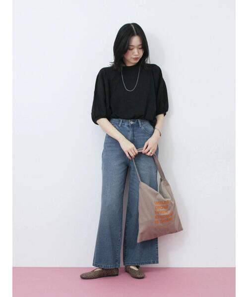 Samansa Mos2 blue（サマンサモスモスブルー）の「フロッキーロゴトート（ハンドバッグ・レディース・チャコールグレー/ブラウン/ライトベージュ・F）」の13枚目の写真