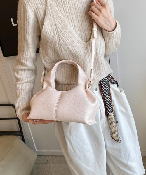 AMELY（エミリー）の「ギャザーハンドル 2wayショルダーバッグ（ハンドバッグ・レディース・ブラック/アイボリー/キャメル/ライトグレー・フリー）」の6枚目の写真