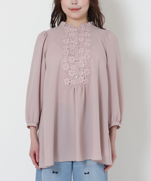 Rose Tiara（ローズティアラ）の「【手洗いOK】ケミカルレース切替ブラウス（シャツ/ブラウス・レディース・ワインレッド/ブラック/ベージュ・46/38/42）」の16枚目の写真