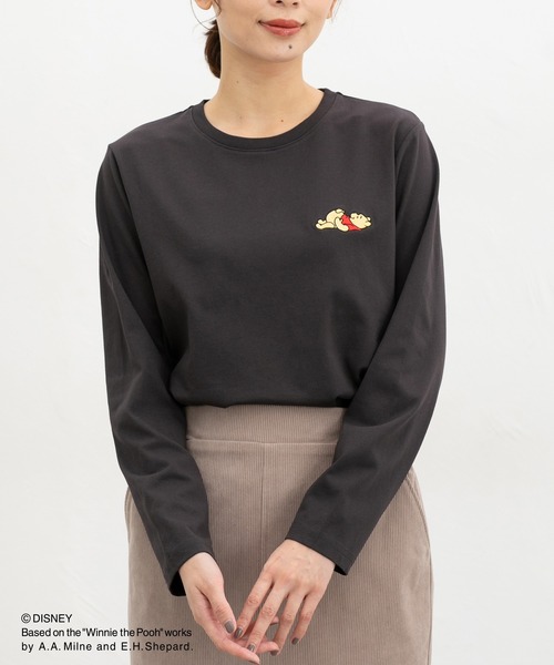 Honeys(ハニーズ)の「プーさん/長袖Tシャツ(Tシャツ/カットソー・レディース・グリーン/オフホワイト/スミクロ/ベージュ・L/LL/M)」の13枚目の写真