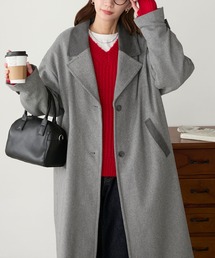 BONLECILL | 襟コーデュロイリバーメルトンロングコート(チェスターコート)