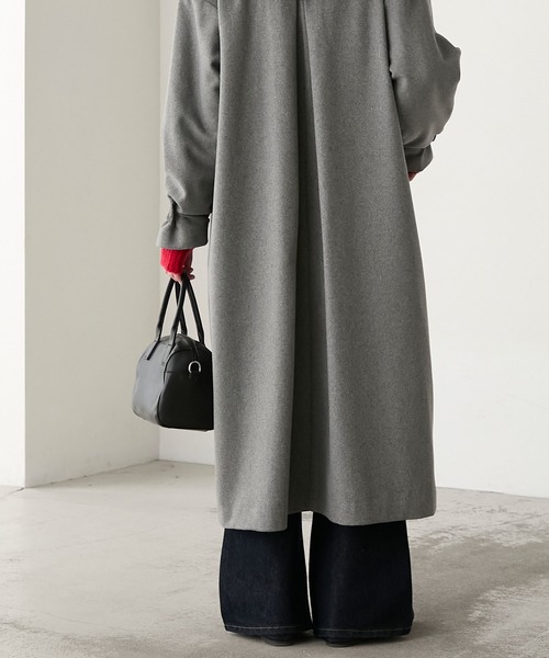 襟コーデュロイリバーメルトンロングコート（チェスターコート