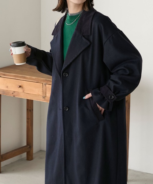 kolor BEACONカラー チェスターコート コーデュロイ ネイビー kolor BEACONカラー チェスターコート コーデュロイ ネイビー