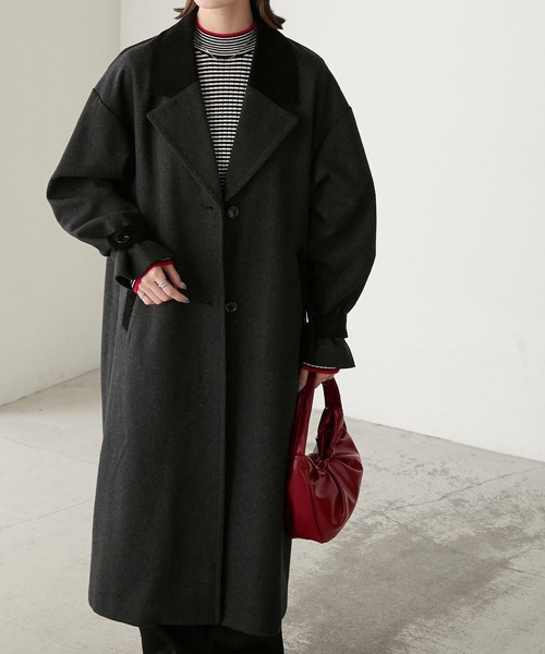 クリステンセン 濃紺コーデュロイ ロングコート クリステンセン濃紺