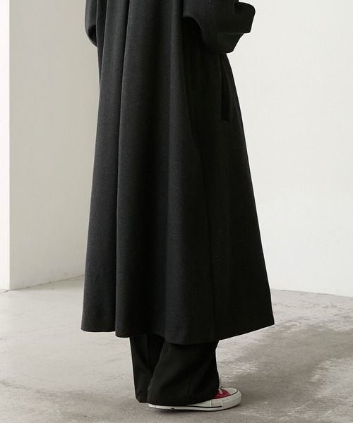 セール】襟コーデュロイリバーメルトンロングコート（チェスターコート